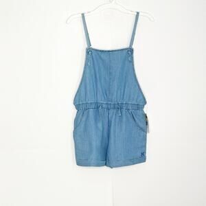 Hurley Girls Square-Neck Chambray Shortall Size Large